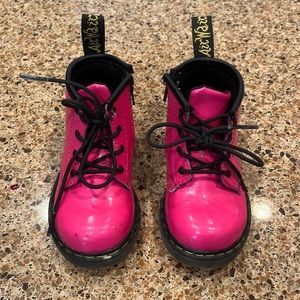 Dr. Martens Toddler hot pink patent leather boots